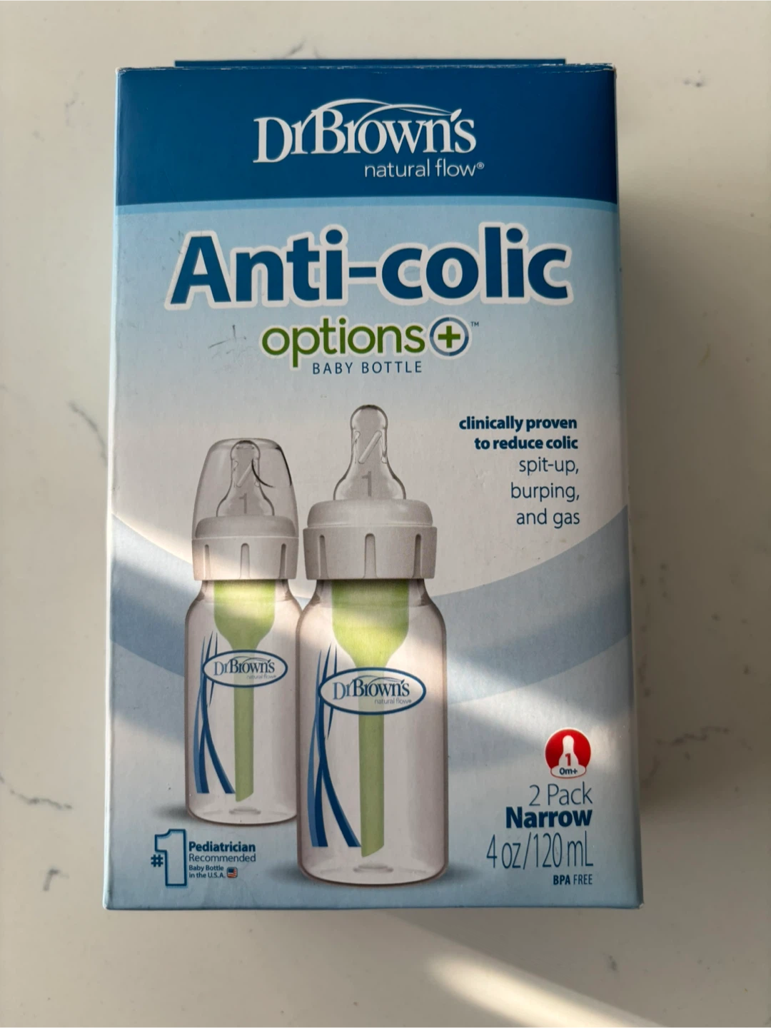 Dr. Brown's Anti-Colic Options+ Narrow Baby Bottles - 2 Pack