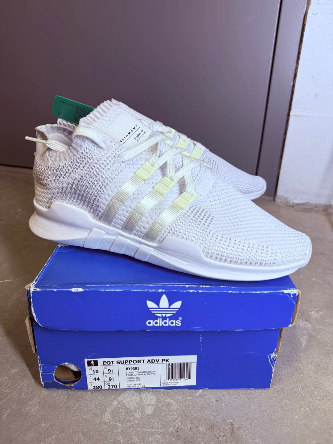 Adidas EQT Support ADV PK White Sneakers - Size 10