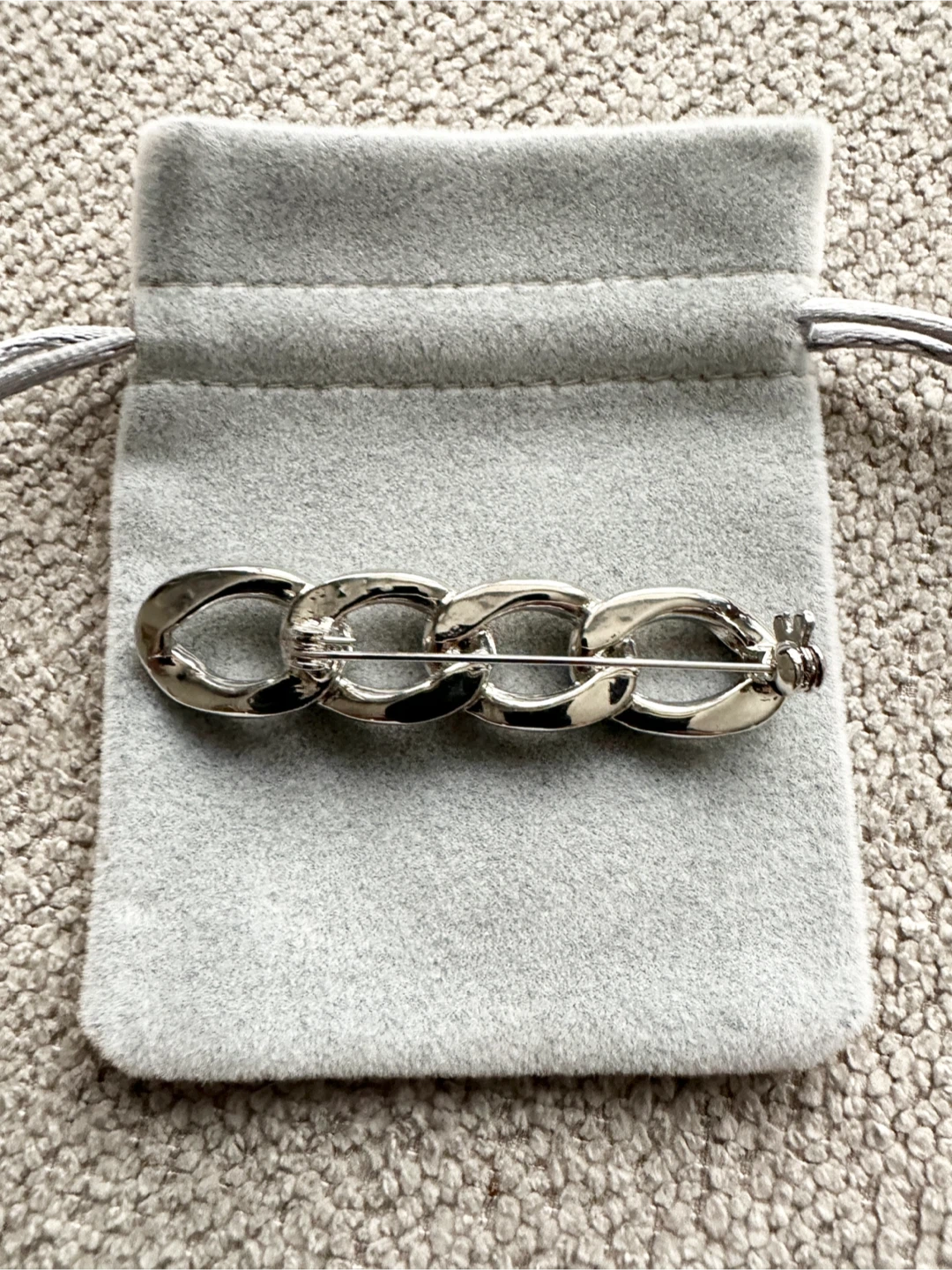 Silver Link Chain Brooch with Pouch - New - $5 - photo 2
