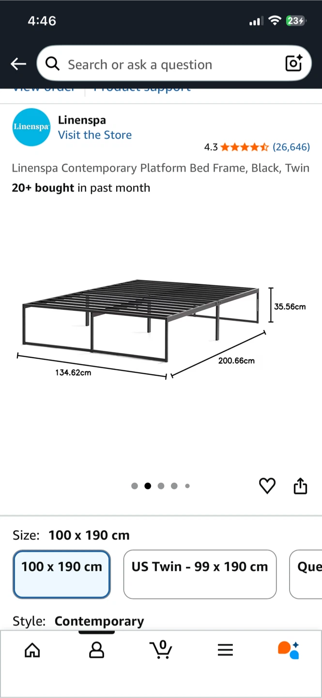 Black Metal Twin Platform Bed Frame - photo 2