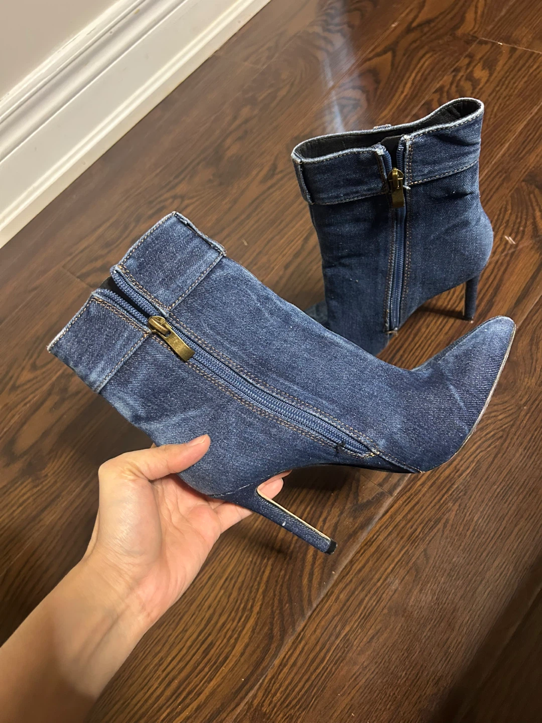 Denim Stiletto Ankle Boots - photo 2