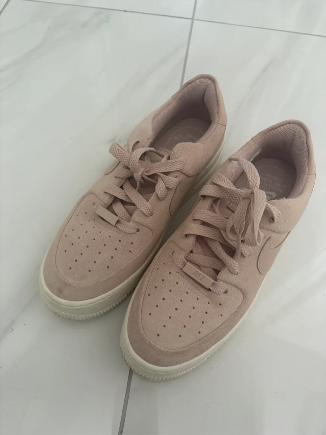 Nike Air Force 1 Pink Beige Suede Sneakers 36