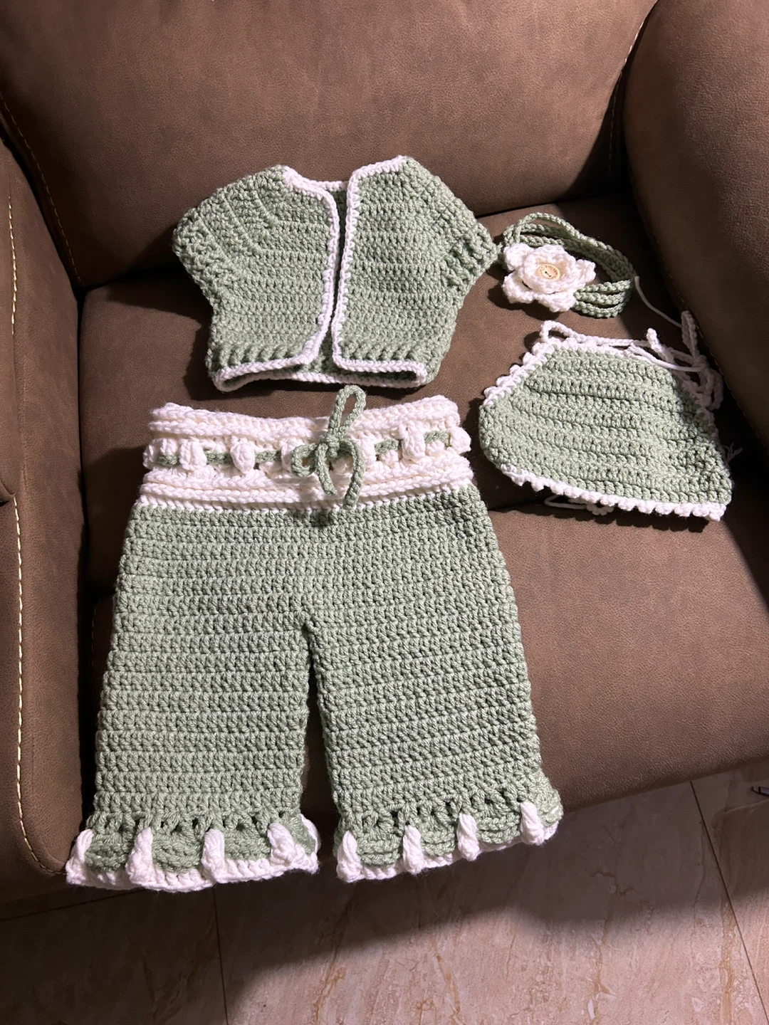 Handmade Crochet Baby Outfit Set - 4 Pieces