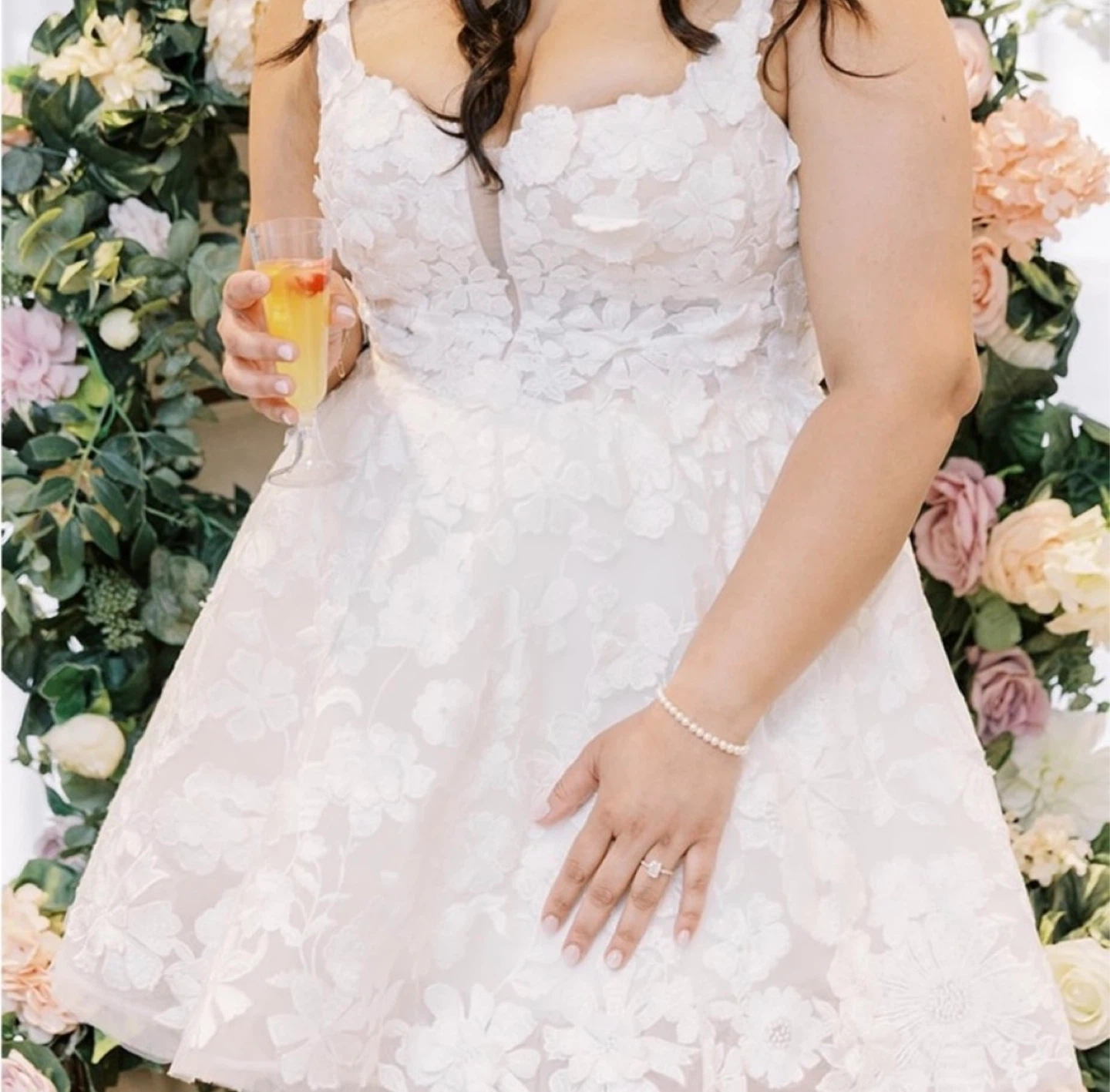 White Lace Cocktail Dress with Corset Back - photo 3