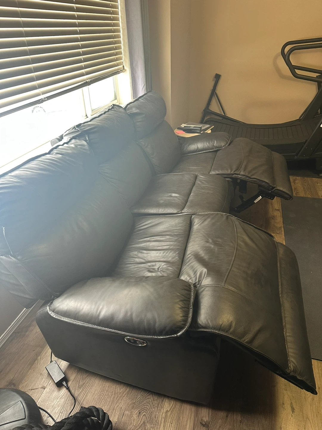 Black Leather 3-Seater Reclining Sofa - photo 5