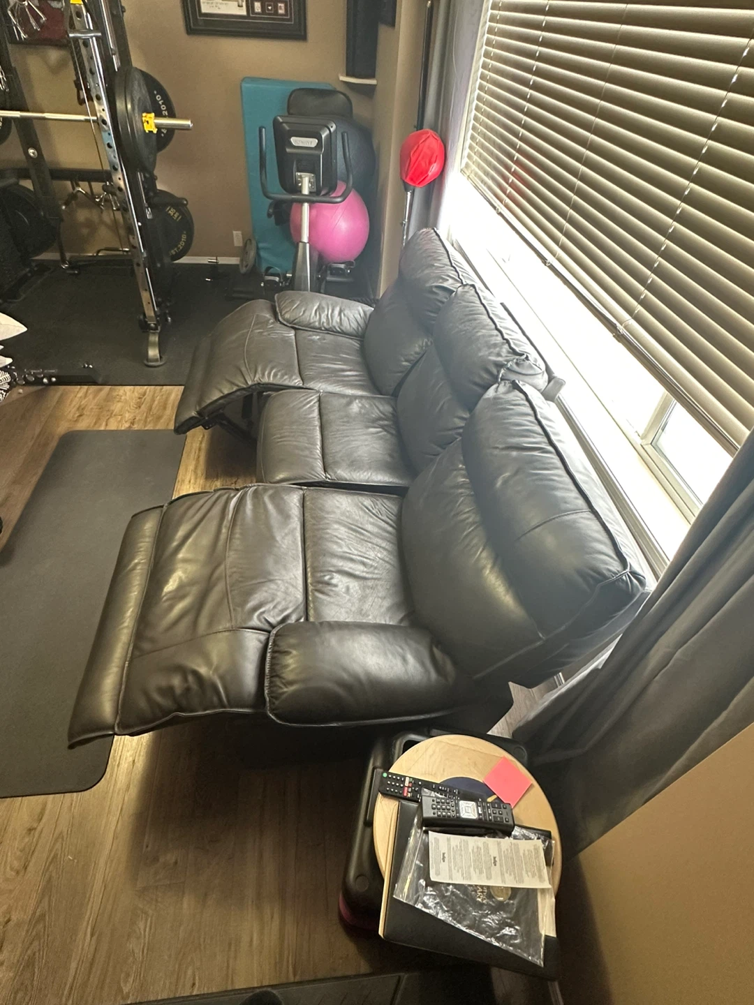 Black Leather 3-Seater Reclining Sofa - photo 4