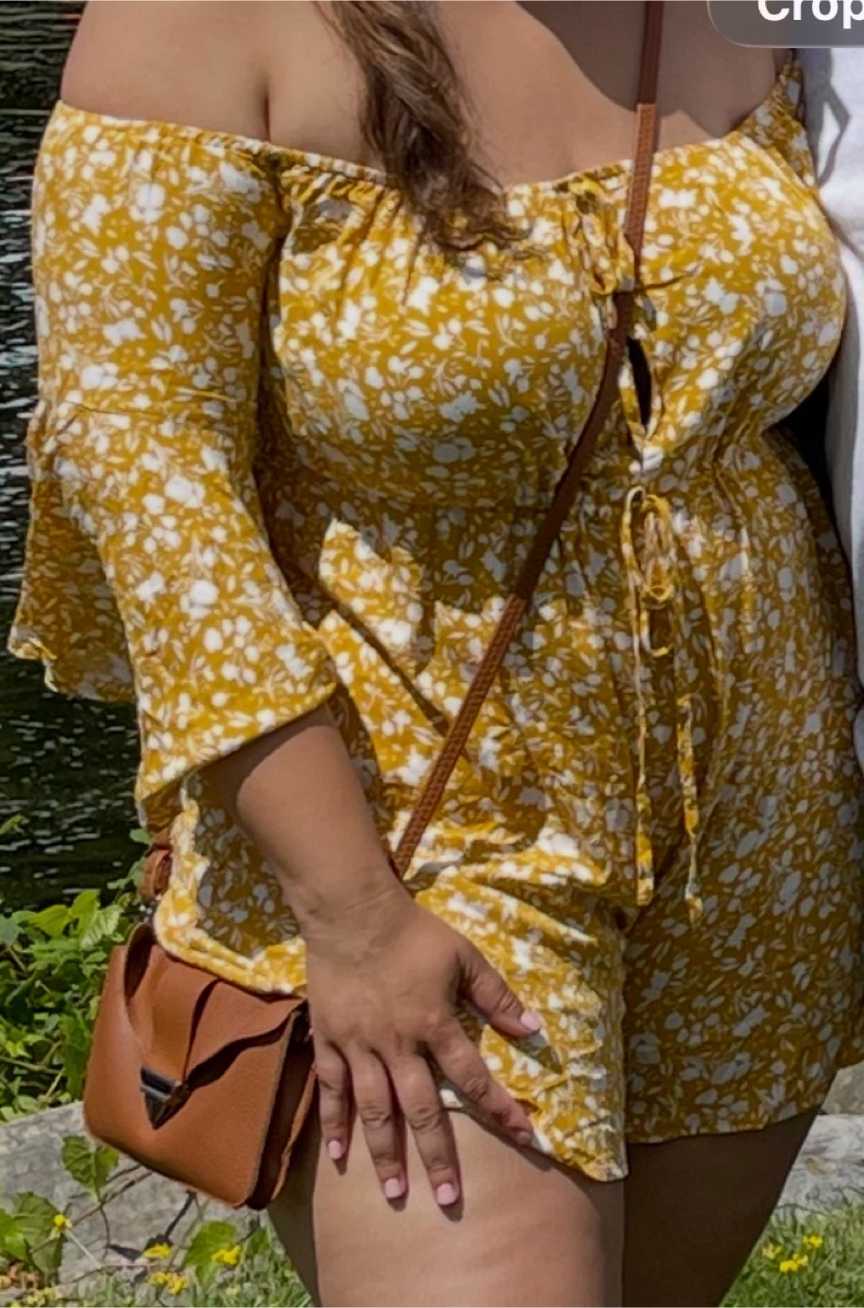 Yellow Floral Off-the-Shoulder Romper - photo 2
