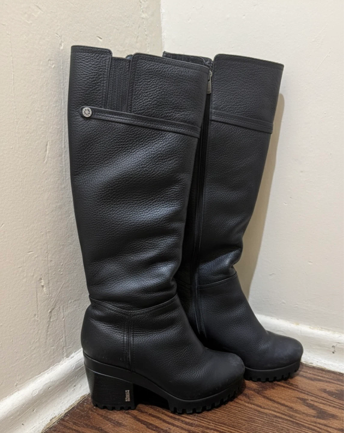 Black Leather Knee-High Boots