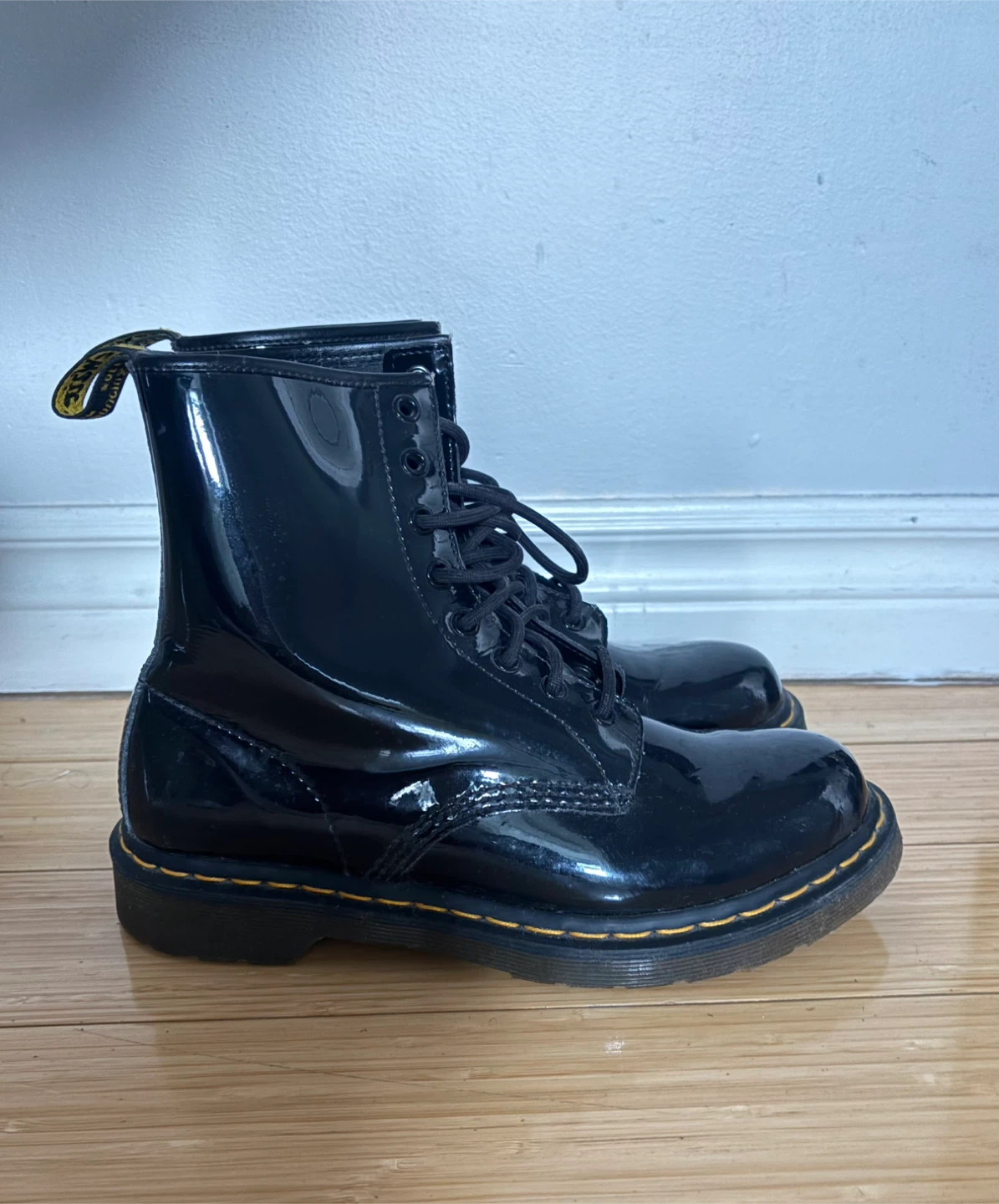 Dr. Martens Patent Leather Lace Up Boots (Women)