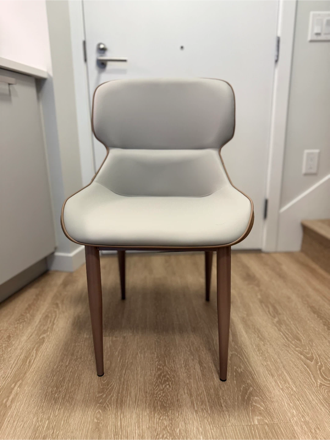 NEW! Luxury leather accent chair - Light Grey and Tan
