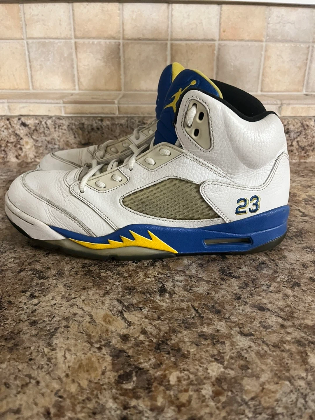 Air Jordan 5 Retro White Blue Yellow "Laney" 23 - photo 2