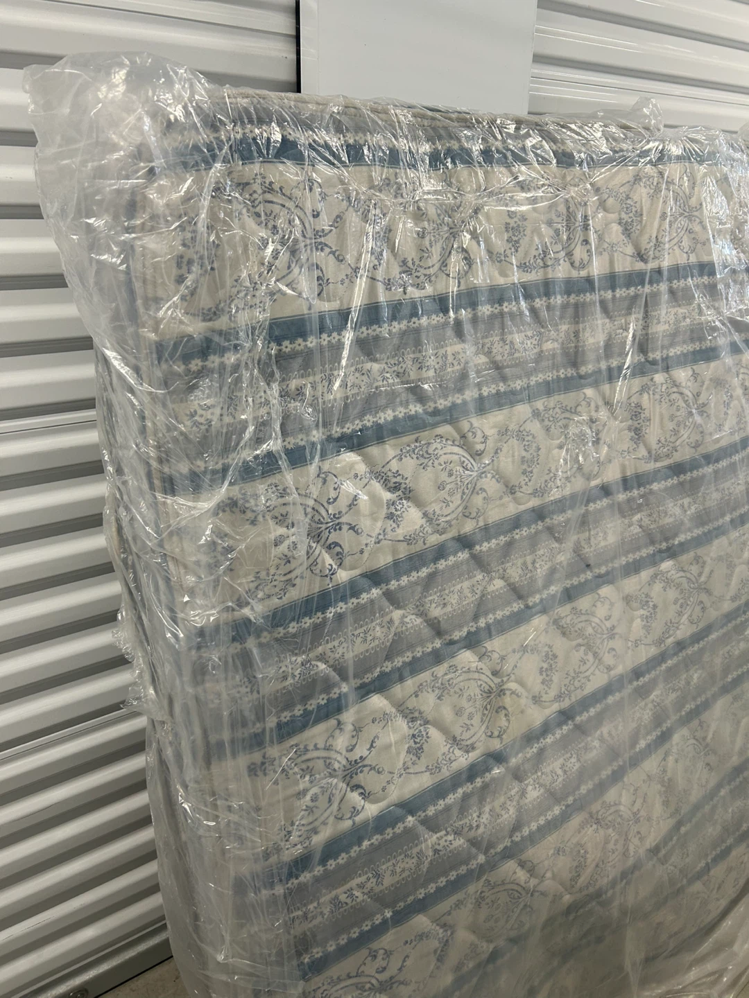 New Queen Mattress with Blue and White Floral Pattern