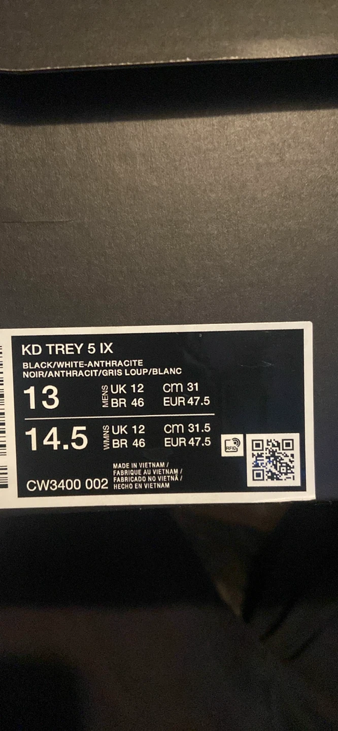 Nike KD Trey 5 IX Basketball Shoes - Black/White - photo 3