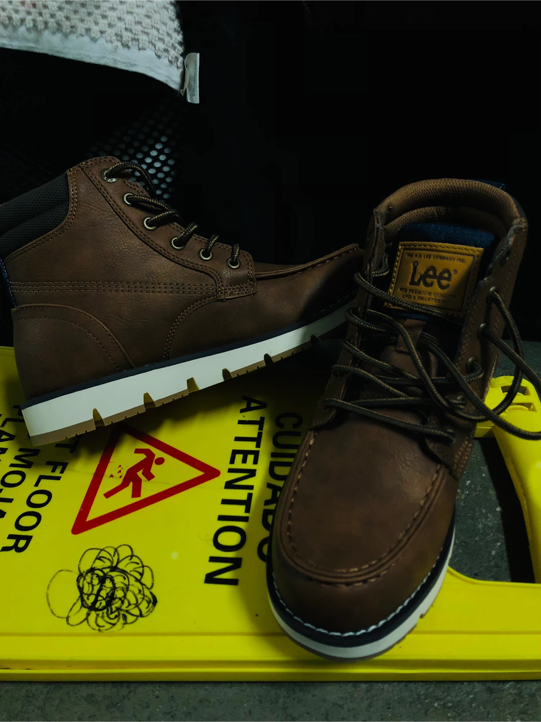 Lee Men's Brown Faux Leather Ankle Boots