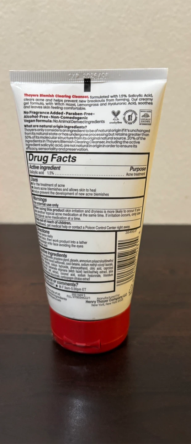 NEW-Thayers Blemish Clearing Cleanser 4.4 fl oz - photo 2