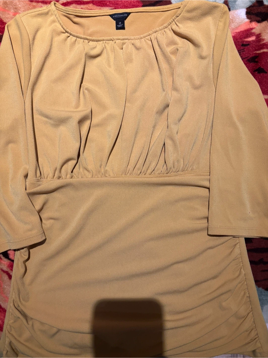 🥕Ann Taylor Women's Yellow Ruched Dress Size M