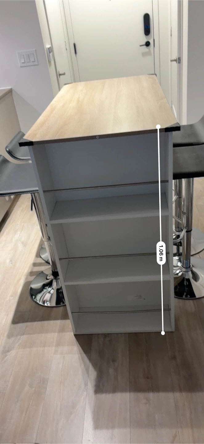 Kitchen Island Table with 3 Shelves and 4 Bar Stools - photo 2