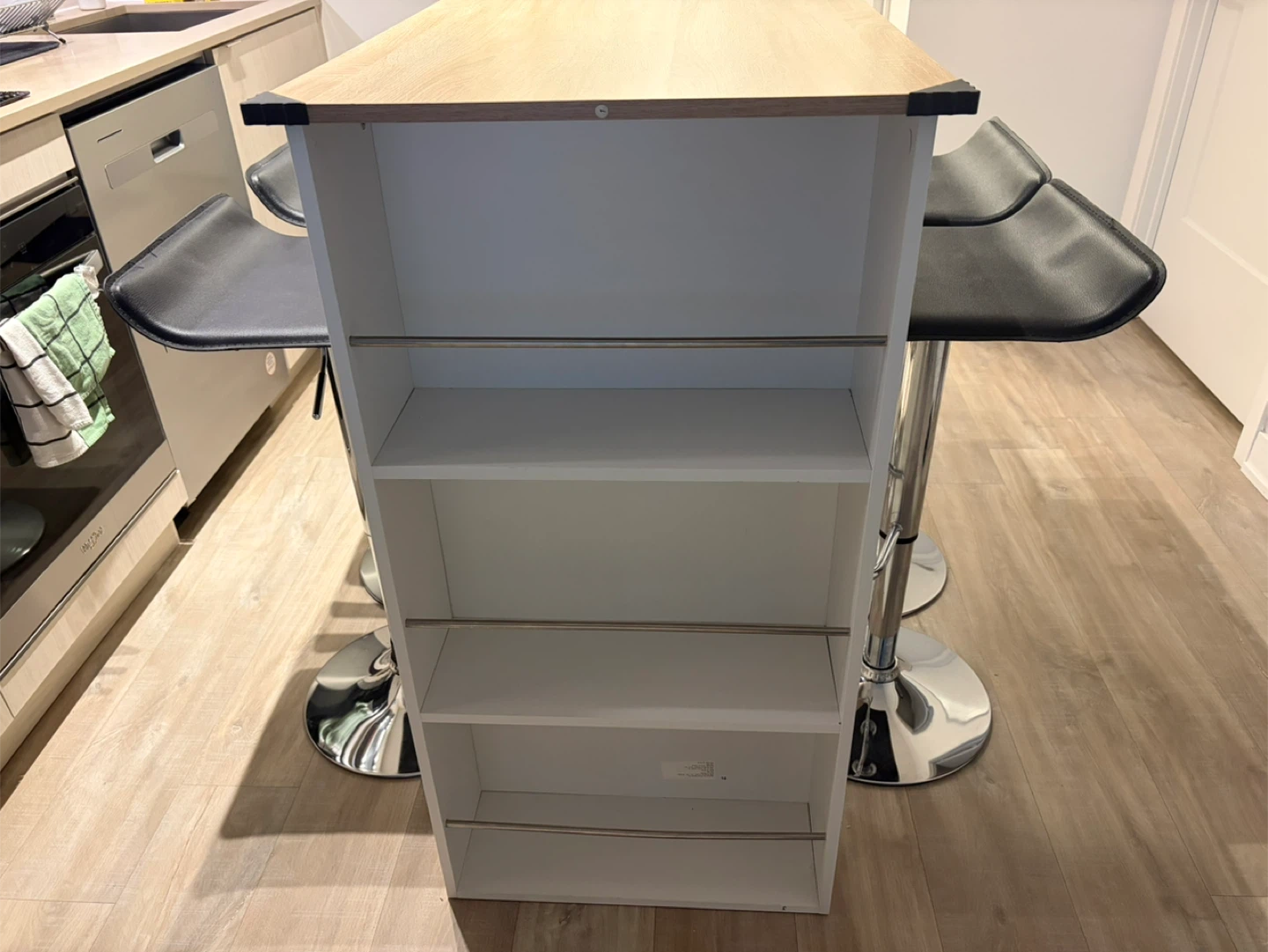 Kitchen Island Table with 3 Shelves and 4 Bar Stools - photo 4