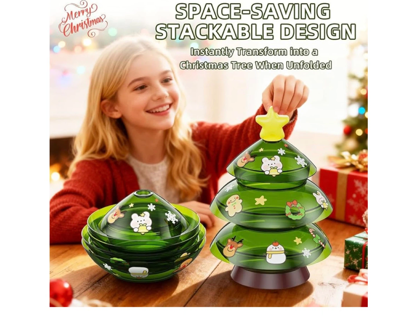 New 🥕Christmas Tree Candy Dish Serving Platter with Lid - photo 3