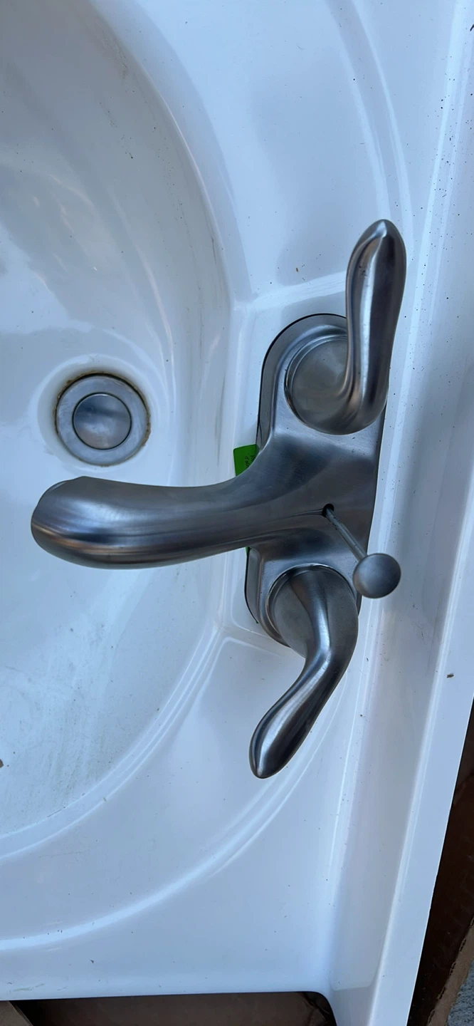 White Ceramic Bathroom Sink with Faucet - photo 3