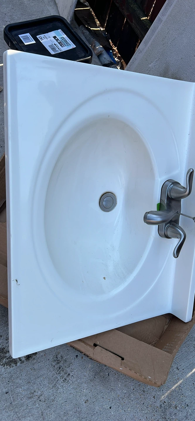 White Ceramic Bathroom Sink with Faucet