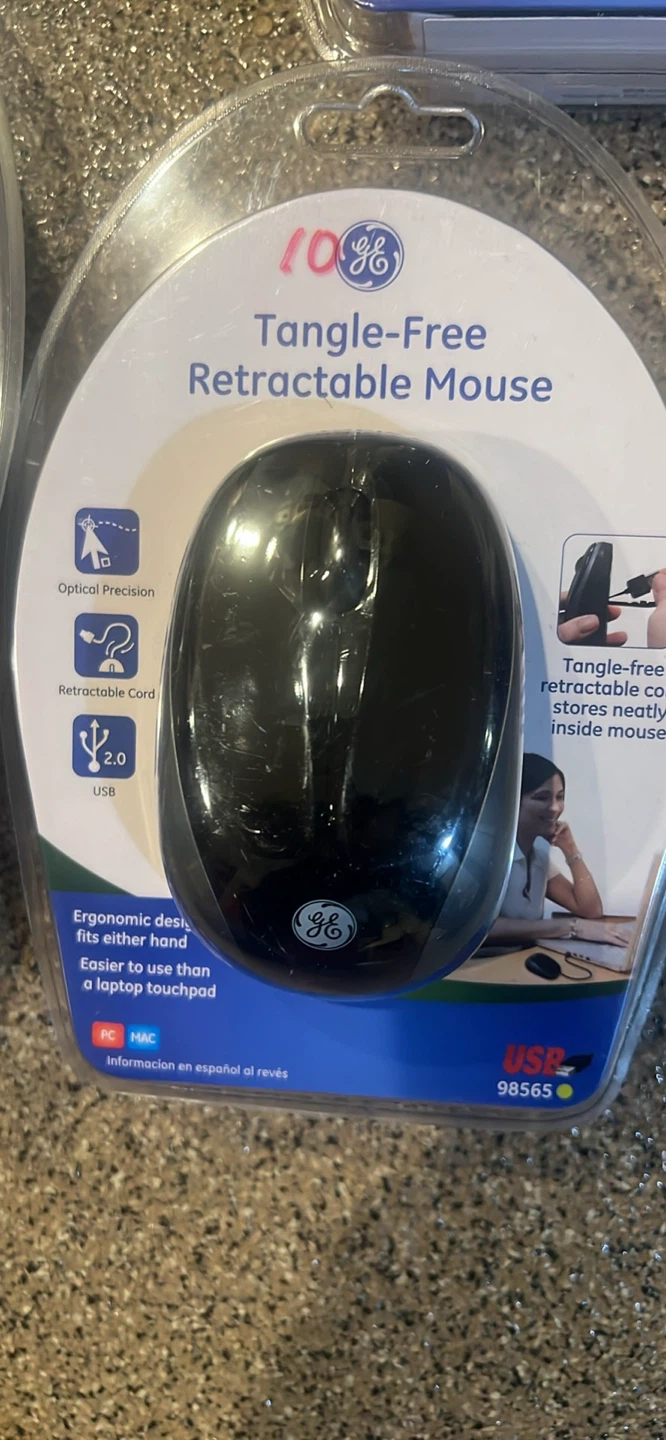 GE Wireless Mini Optical Mouse and Retractable Mice Lot