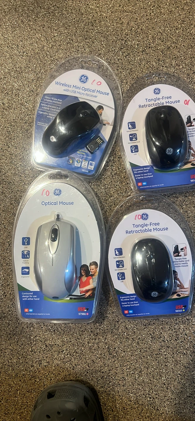 GE Wireless Mini Optical Mouse and Retractable Mice Lot - photo 3