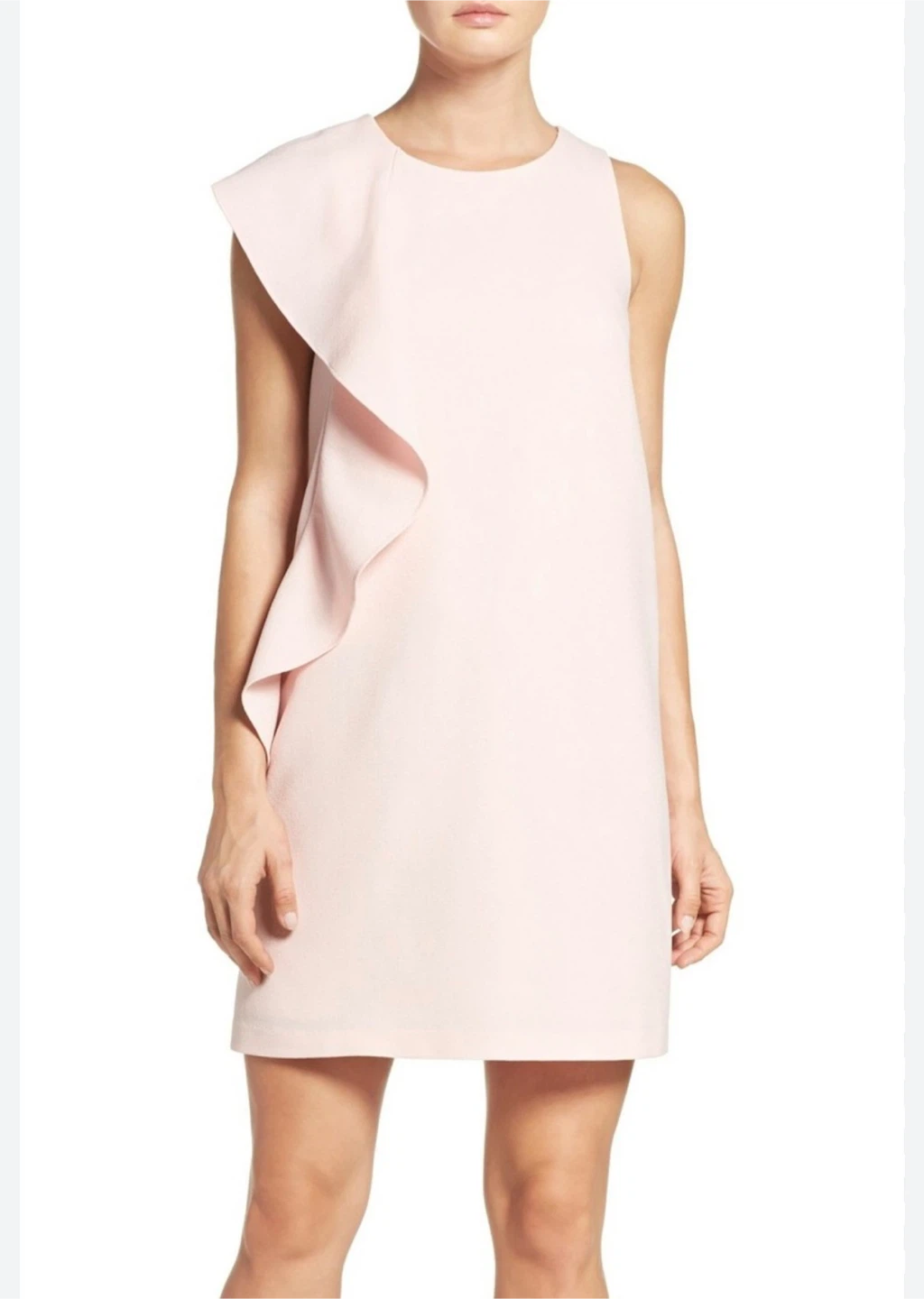 Dress with Ruffle Detail - Blush Pink