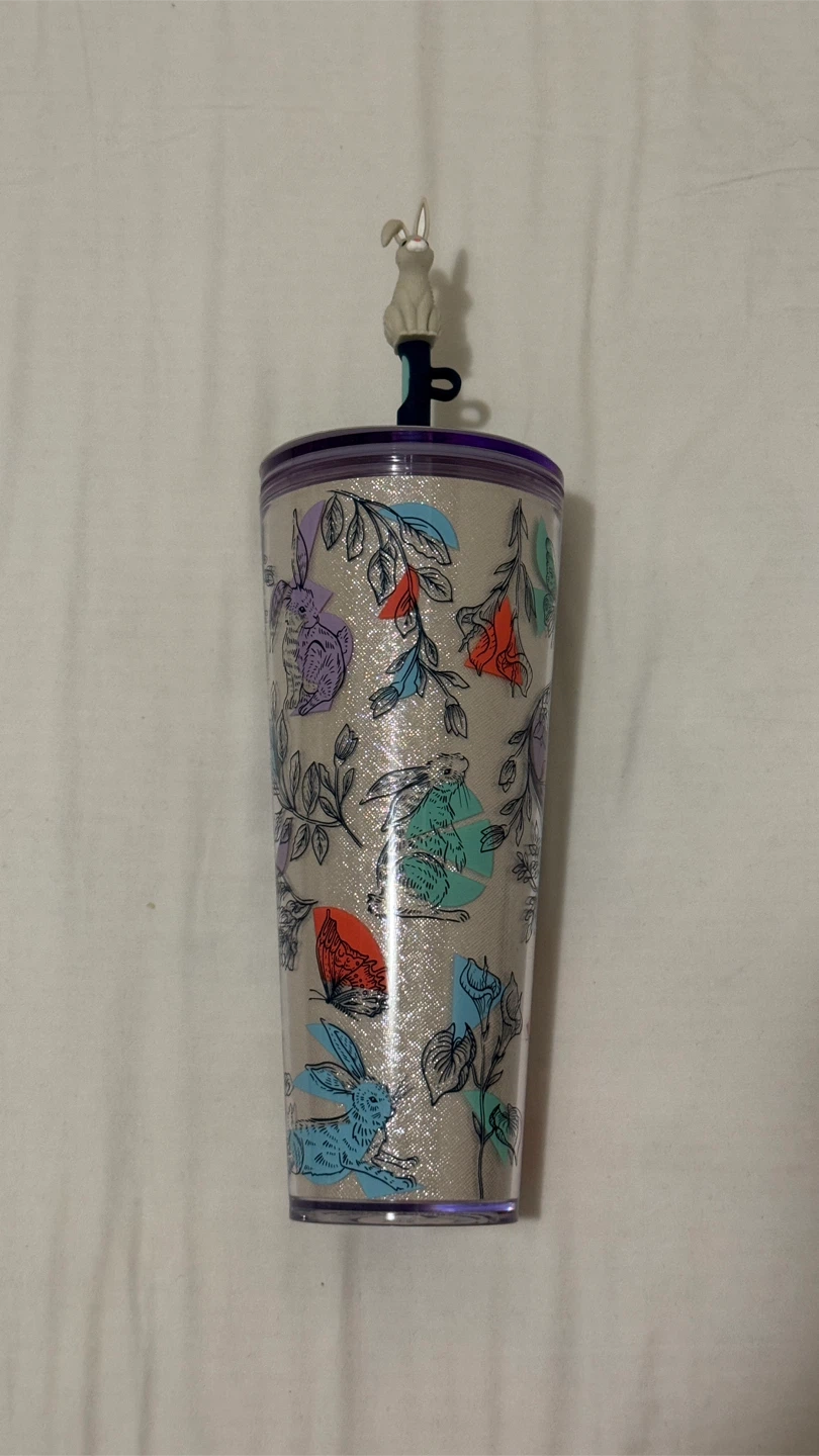BRAND NEW 2024 Starbucks Easter Tumbler with Bunny Straw Topper