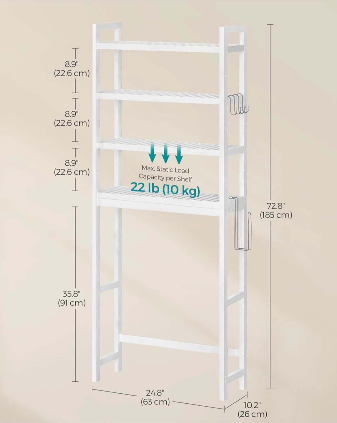 White Over-the-Toilet Shelf Unit - photo 2
