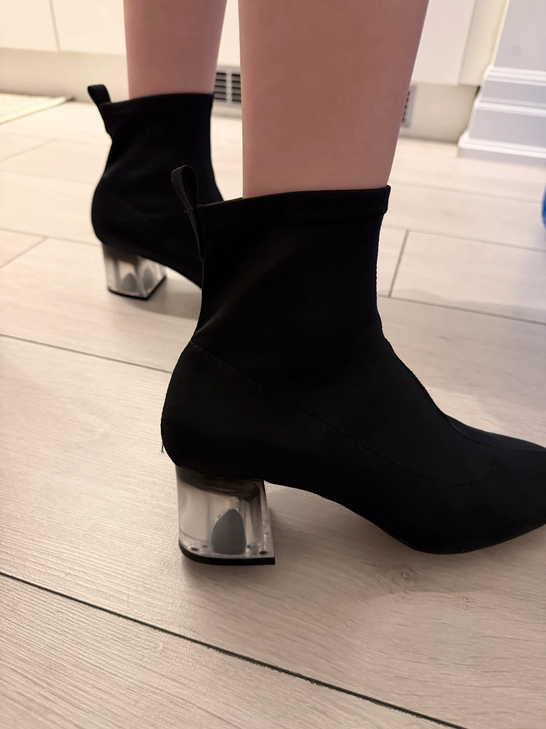 Stradivarius Black Ankle Boots with Clear Heels - Size 38 - photo 2