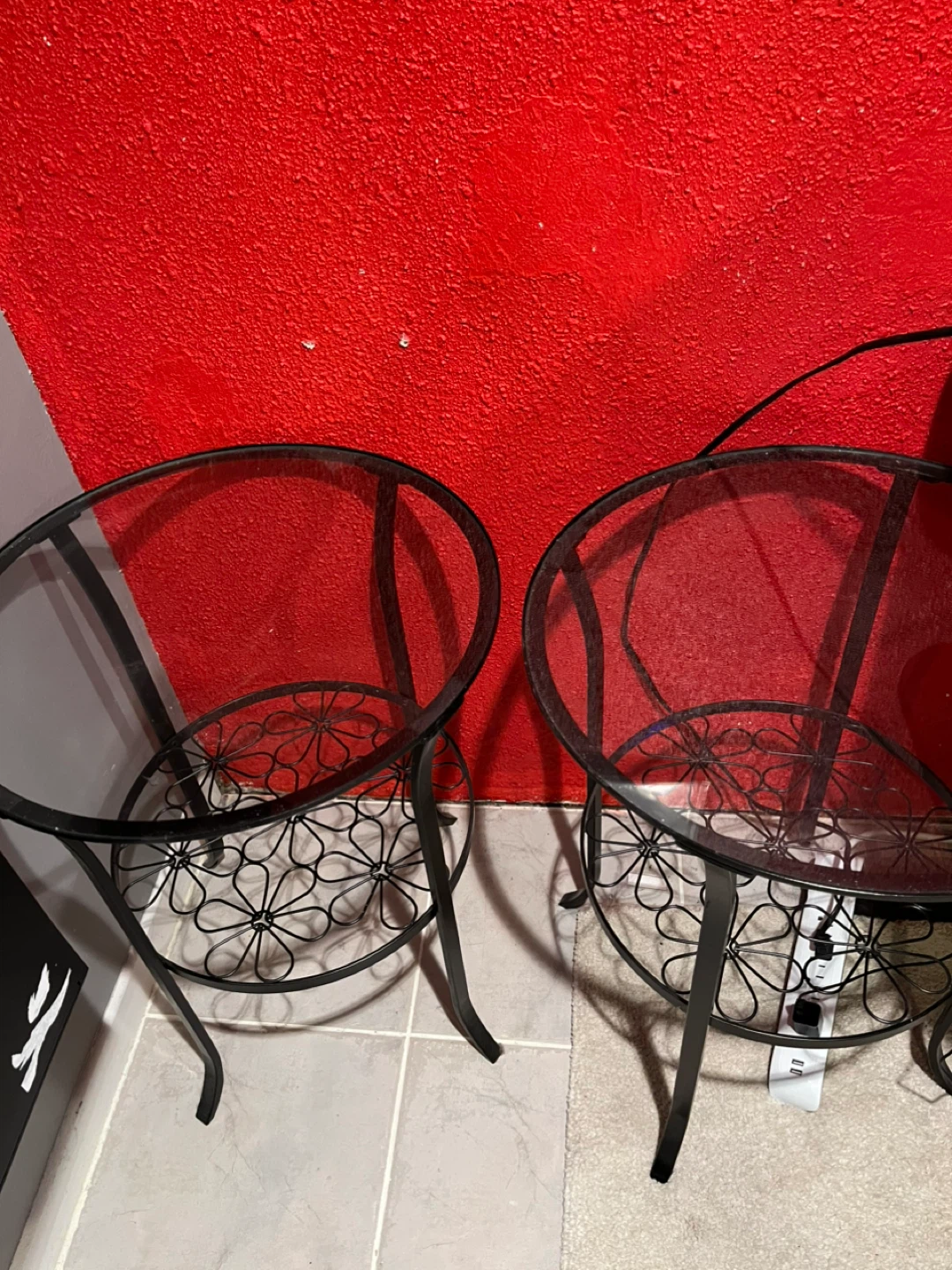 Pair of Metal and Glass Side Tables - photo 3