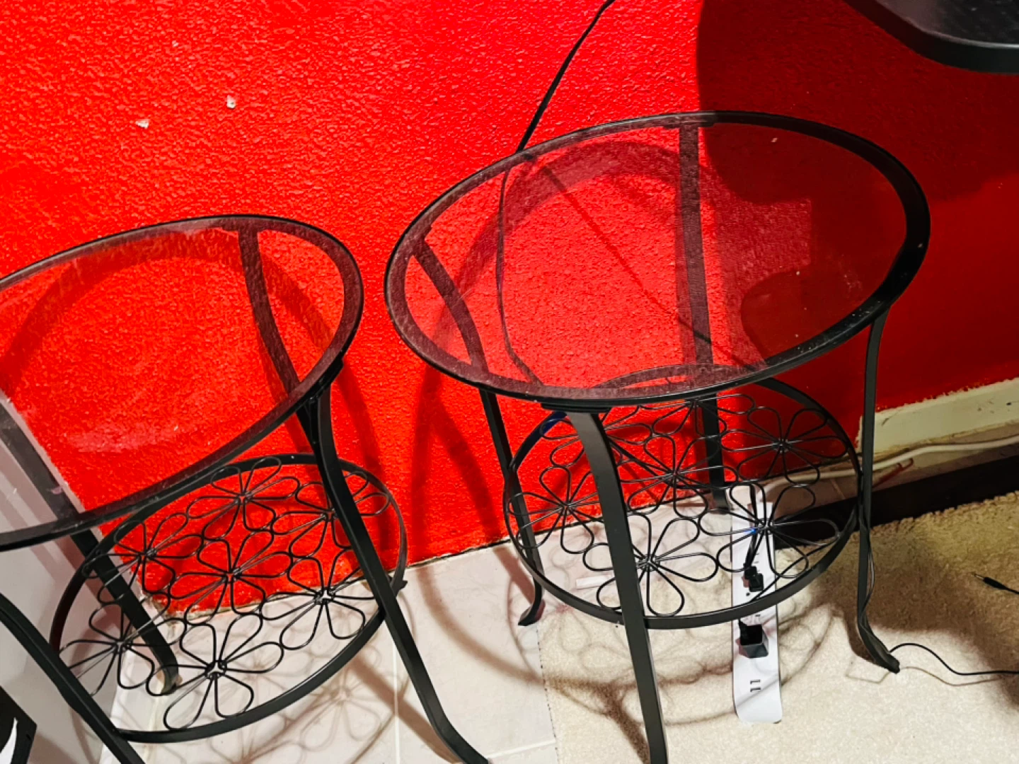 Pair of Metal and Glass Side Tables