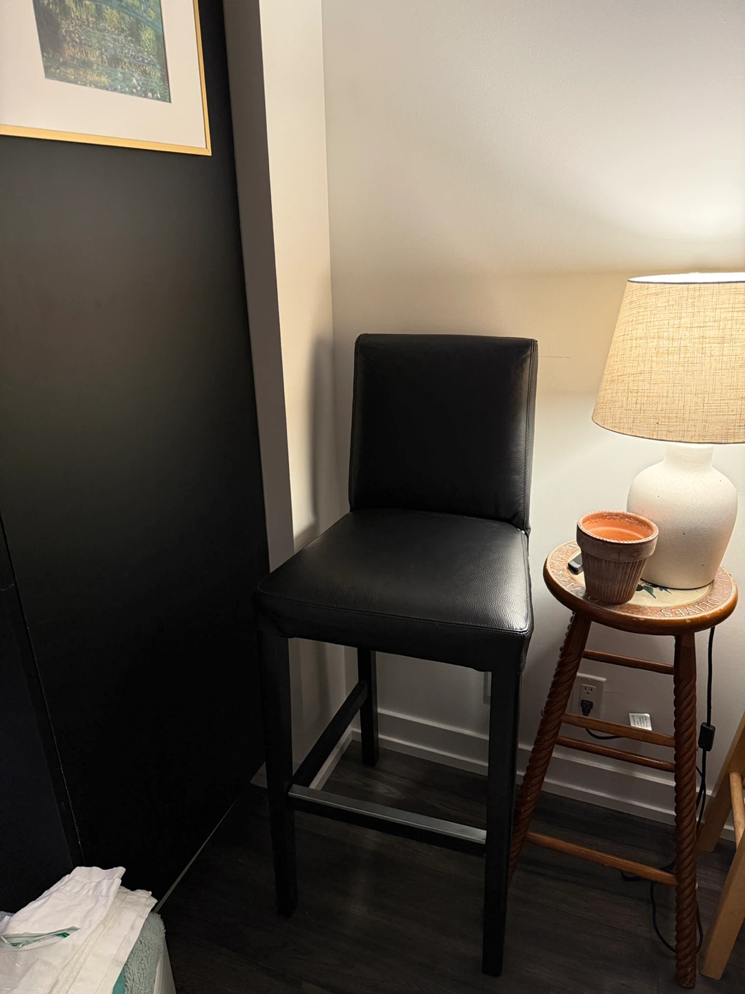 Black Faux Leather Bar Stool
