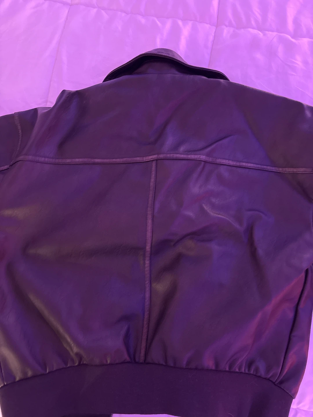 GARAGE Brown Faux Leather Bomber Jacket - photo 4