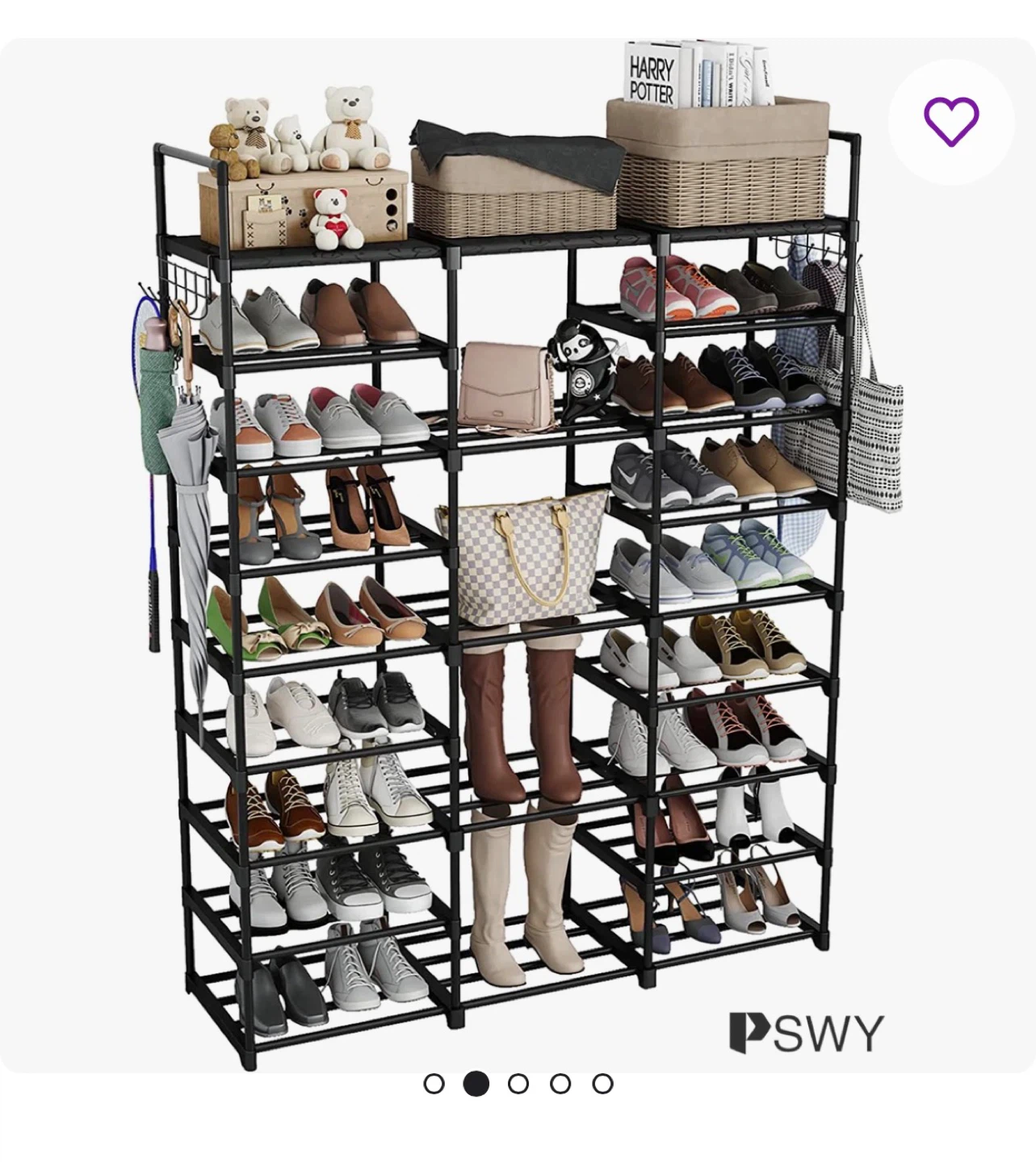 Black Metal Shoe Rack Organizer