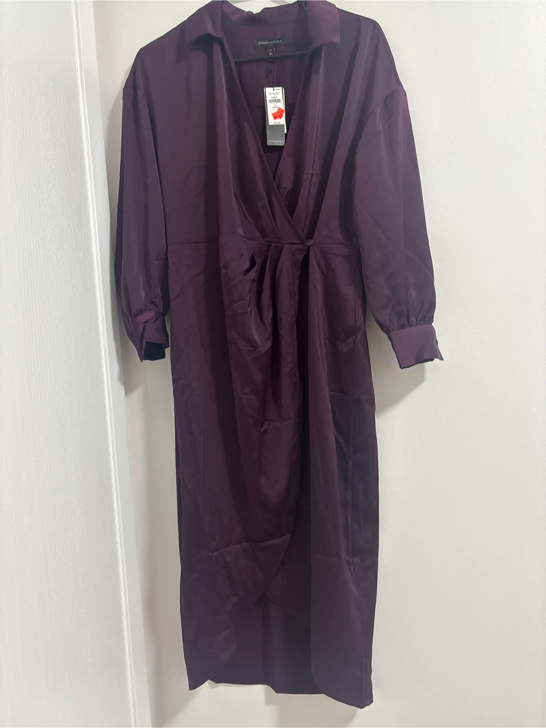 Banana Republic Purple Satin Wrap Midi Dress - photo 3