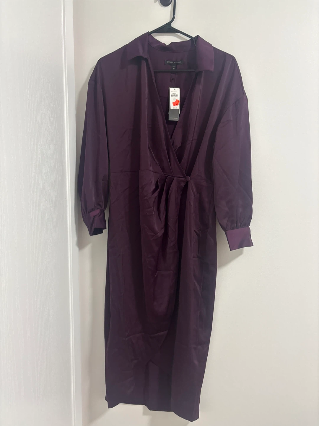 Banana Republic Purple Satin Wrap Midi Dress - photo 2