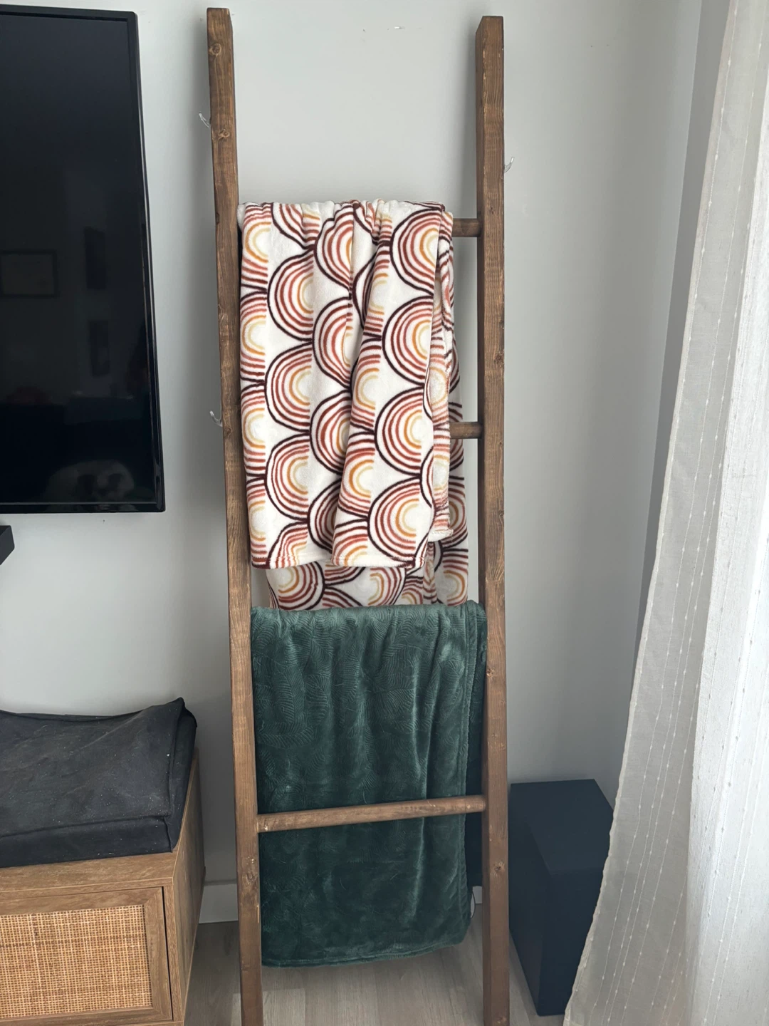 Handmade Rustic Wooden Blanket Ladder