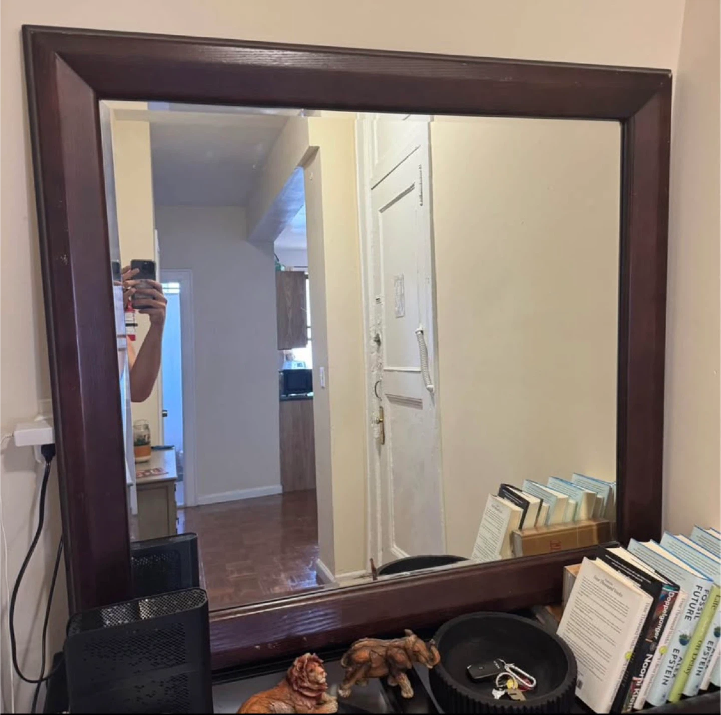 Large Dark Wood Framed Mirror