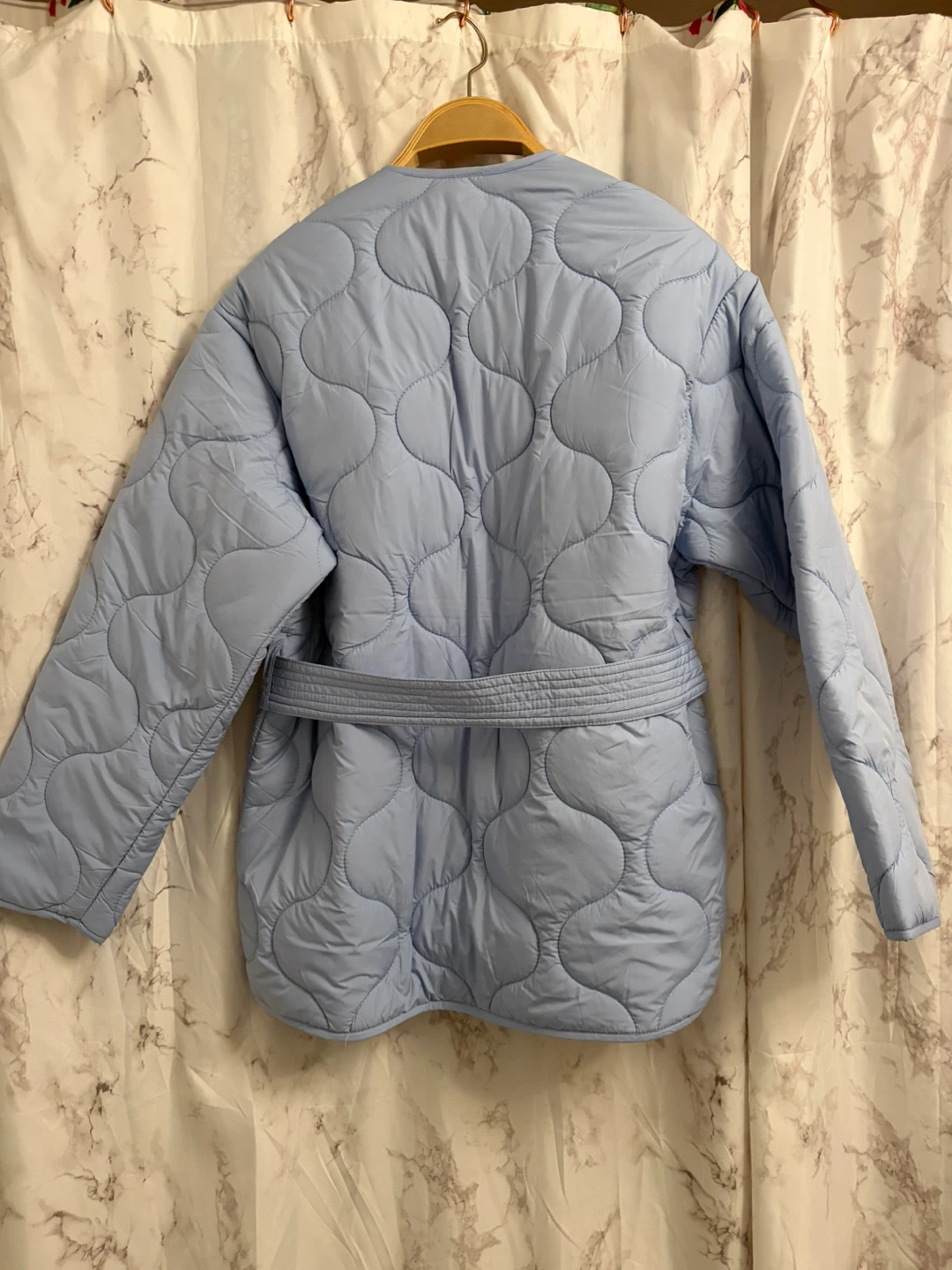 MNG Light Blue Quilted Belted Jacket - Size S - photo 4