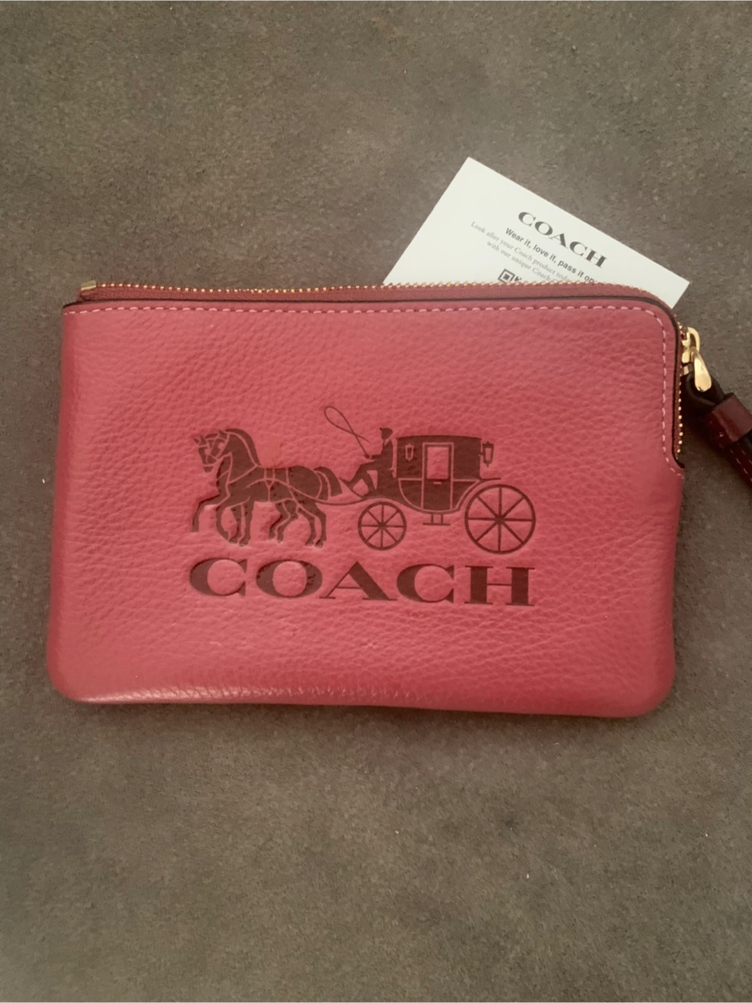 New Coach Pink Leather Wristlet Pouch