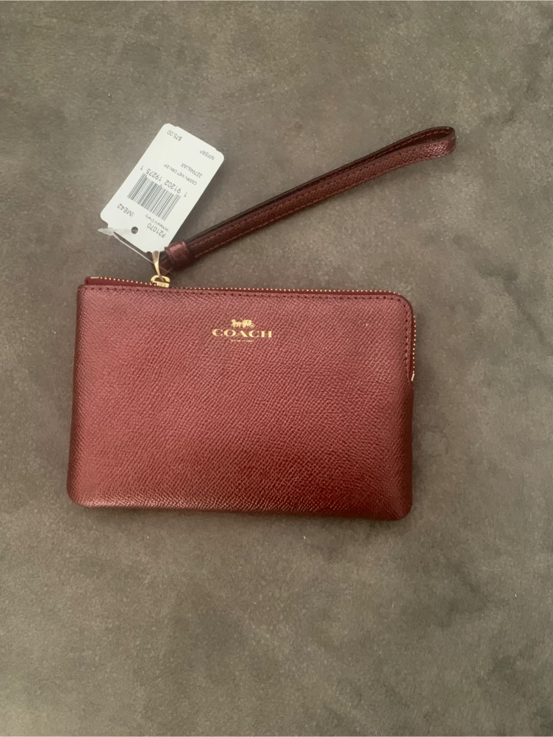 New Coach Metallic Cherry Small Zip Wristlet F21070