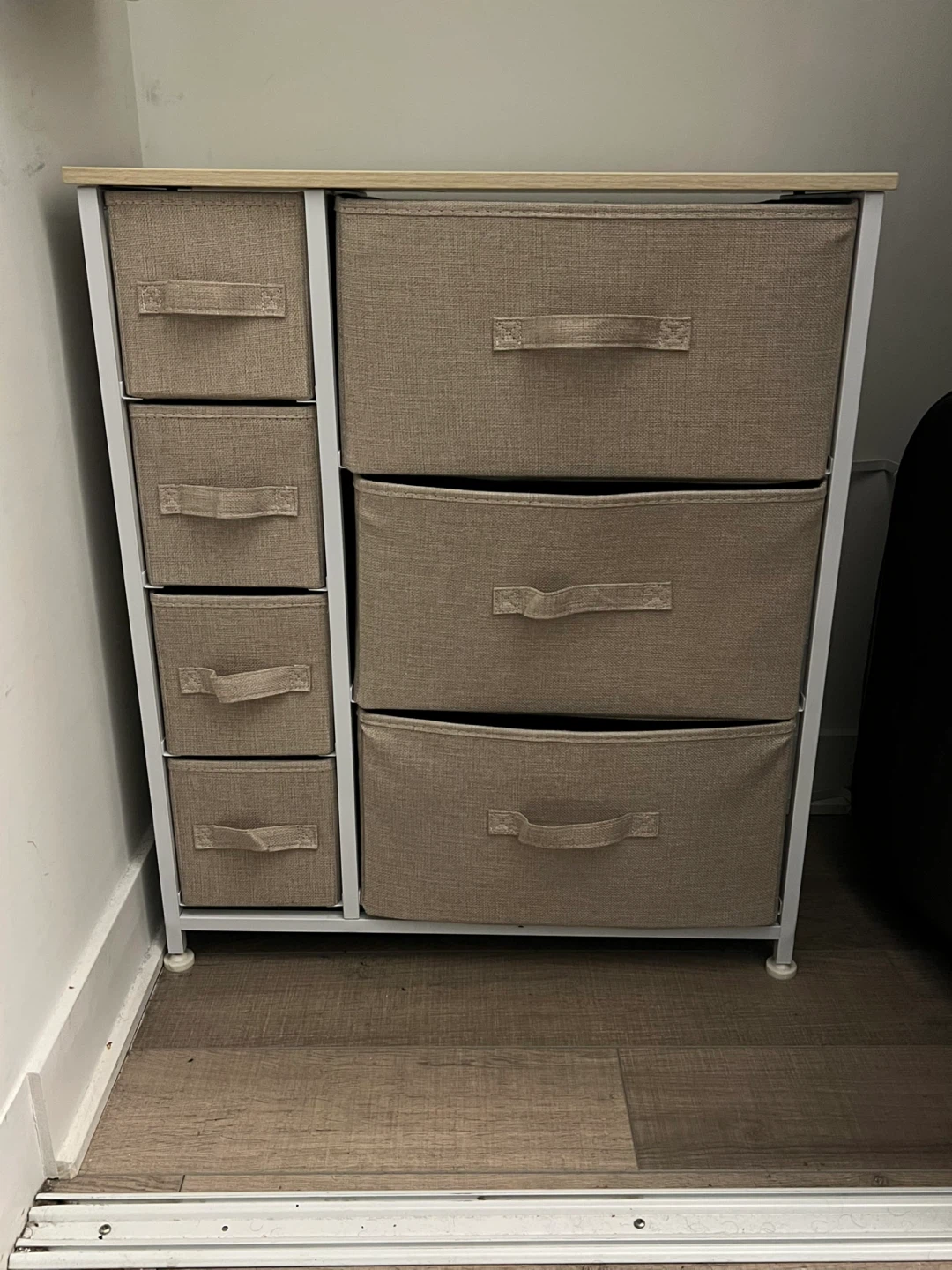 Fabric Storage Drawers with Wood Top