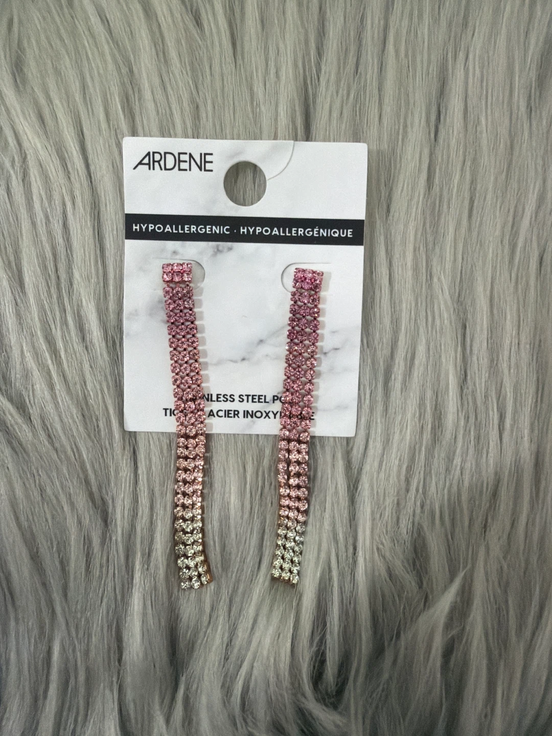 Ardene Dangle Earrings Pink/Silver