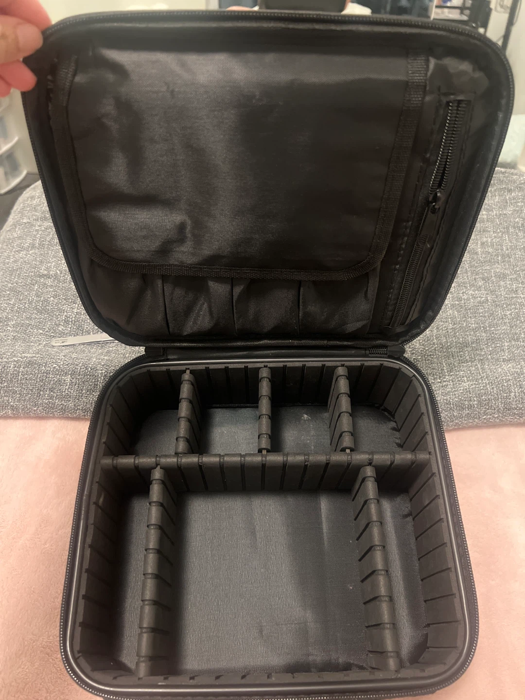 Black Makeup Train Case with Dividers