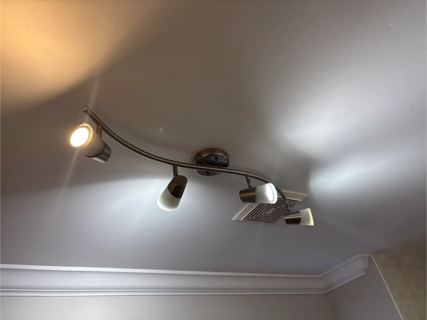Curved 4-Light Track Light Fixture