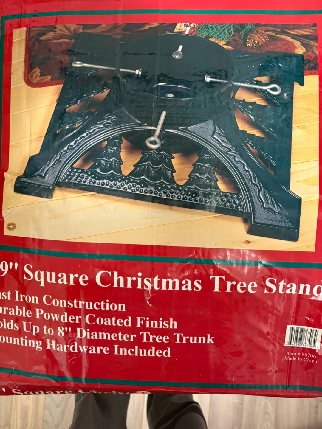 9" Square Christmas Tree Stand - Cast Iron