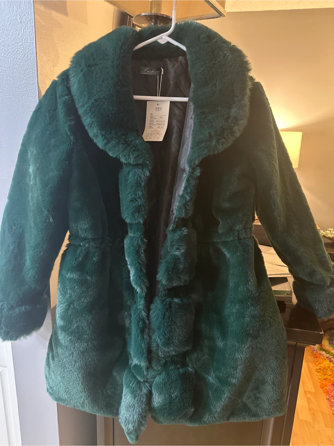 Green Faux Fur Coat