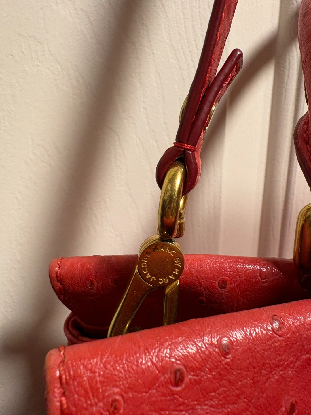Marc Jacobs Burnt Orange Ostrich Embossed Leather Satchel Bag - photo 5